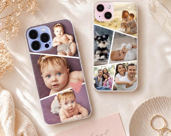 Personalized Photo iPhone Case Custom Collage, Picture Phone Case, Gift for Mom, Family Photo Case, Custom Memory Gift, iPhone Case