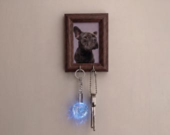 Personalized 3D Crystal Photo Keychain, Custom LED Pet Portrait Keyring, Engraved Crystal Gift for Dog Lovers, Memorial Keepsake