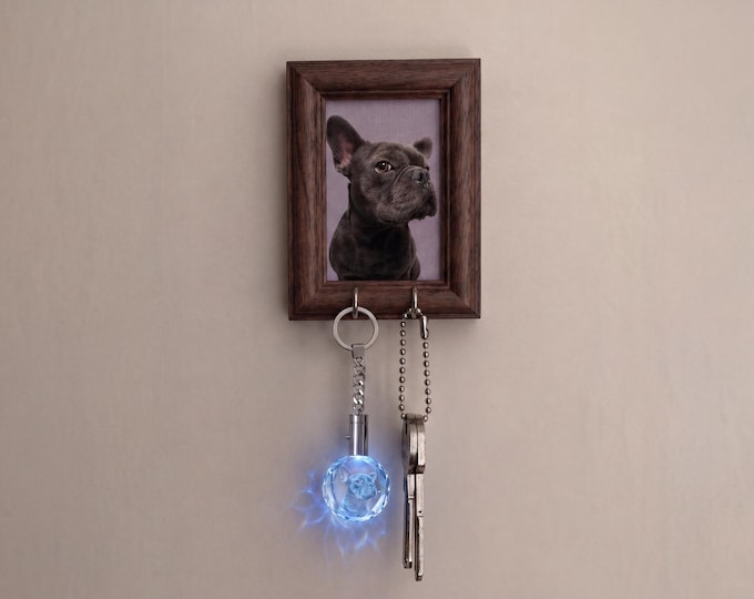 Personalized 3D Crystal Photo Keychain, Custom LED Pet Portrait Keyring, Engraved Crystal Gift for Dog Lovers, Memorial Keepsake