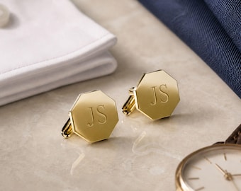 Custom Engraving Cufflinks, Personalized Engraved Initial Cuff Links for Men, Wedding Groomsmen Gift, Gift for Him, Dad Birthday Gift