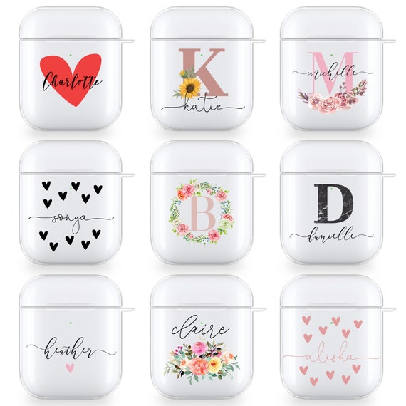 PERSONALISED AirPods case initials name clear silicone for Apple headphonesFather's Day