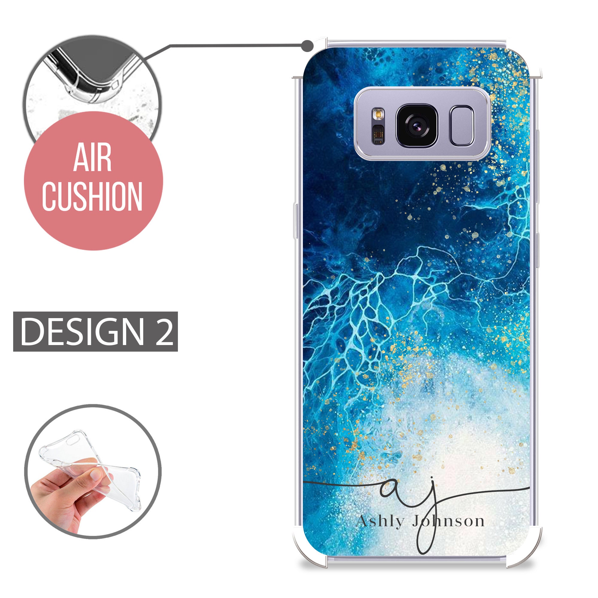 PERSONALIZED phone case initials custom name shockproof marble | Etsy