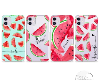 PERSONALISED phone case name initial hard plastic phone watermelon case cover for apple iphone 5 5s 6 7 8 11 Pro Xs XR Xs MAX Christmas gift