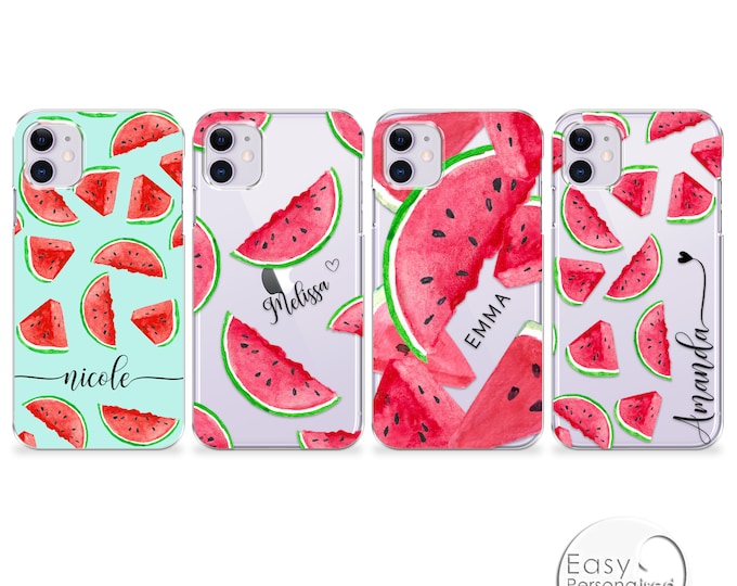 PERSONALISED phone case name initial hard plastic phone watermelon case cover for apple iphone 5 5s 6 7 8 11 Pro Xs XR Xs MAX Christmas gift