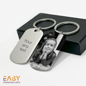 Gepersonaliseerde fotosleutelhanger | Lasergegraveerde fotosleutelhanger | Jubileumcadeau | Gepersonaliseerde sleutelhangerVaderdag