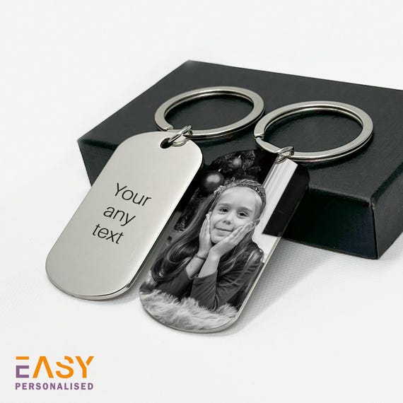 Laser Engraved Photo Keyring: Personalized Picture & Text Gift