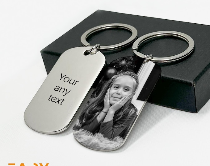 Personalised Photograph Keyring | Laser Engraved Photo Keyring | Anniversary Gift | Personalised KeyringFather's Day