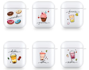 PERSONALISED airpods pro case for Airpods 1 and 2 Pro silicone cover name initials for Apple gift for her Bubble teaFather's Day
