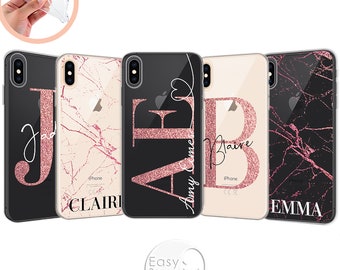 PERSONALISED rose gold glitter name phone case soft silicone cover for iPhone  7 8 X Xs max Xr 11 Pro Max iPhone 12 Pro Christmas gift