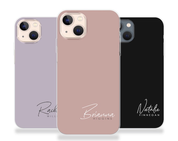 Personalised Phone case iPhone 14 pastel name custom initials phone silicone cover iPhone 7 8 X Xs max Xr 11 Pro MAXFather's Day