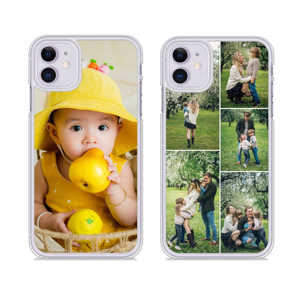 PERSONALISED Phone Case Single Photo Collage Clear Plastic Phone Case Cover for Apple iPhone SE