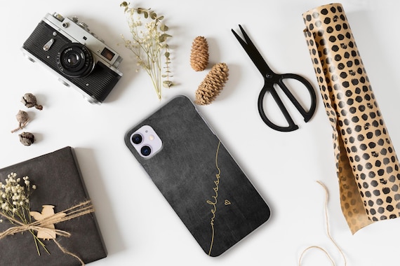 Personalized Gray Marble iPhone Case: Initial Hard Plastic Cover