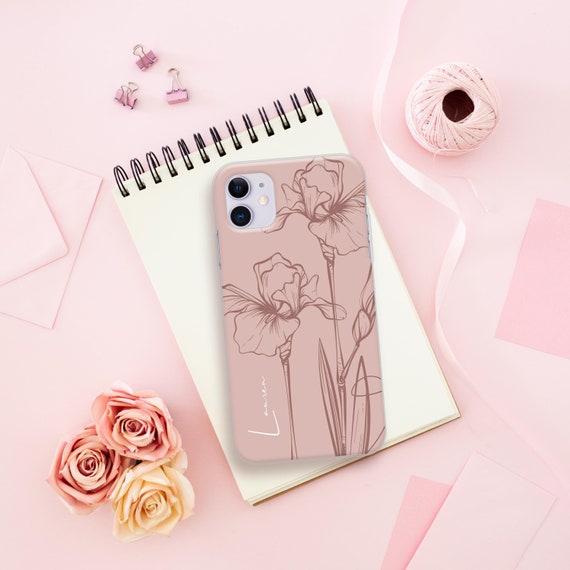 Personalized Floral iPhone Case: Pastel Flower Initial Phone Cover
