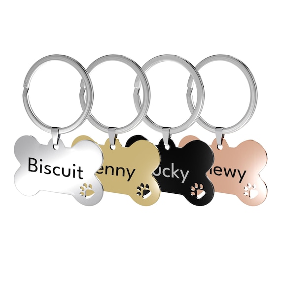 Personalised Dog ID Tag – Bone Shape Stainless Steel Pet Name Tags with Custom Engraving