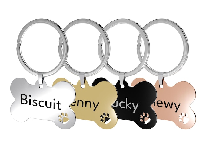 Personalised Dog ID Tag – Bone Shape Stainless Steel Pet Name Tags with Custom Engraving