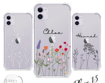 Personalisierte Namenstelefon stoßfeste schlanke transparente Handyhülle für iPhone 11 Pro Max 7 8 Plus X XR XS Max 12 Pro Max Weihnachtsgeschenk