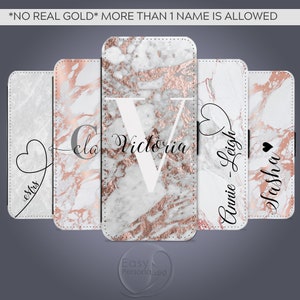 Flip Wallet Initial Phone Case Personalised with name marble case for iPhone X 6 6s 7 8 Plus for Samsung S6 S7 Edge S8