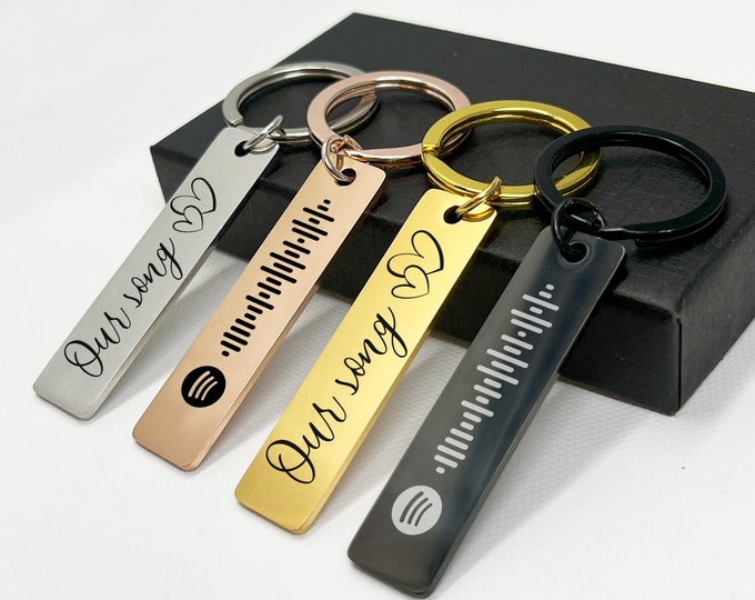 Spotify Code Keyring | Personalised Music Keyring | Custom Music Song Keyring | Personalised Keychain | Engraved KeychainFather's Day