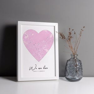 Impression de carte et cadres personnalisés | où nous nous sommes rencontrés pour la première fois, là où tout a commencé | Cadeau personnalisé Lieu Maison Anniversaire de mariage magenta