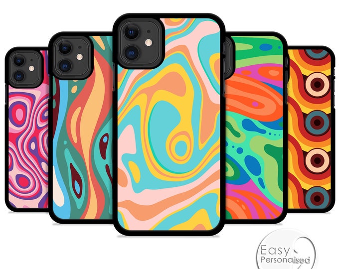 PERSONALISED phone case name initials 60s summer colours plastic phone case cover for apple iphone SE 2020 6 7 8 11 Pro Xs XR Xs Max