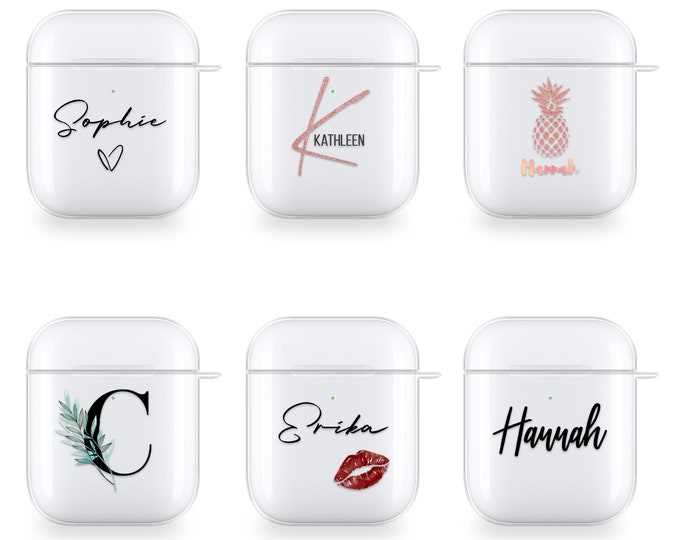 PERSONALISED silicone case for Airpods Pro, 1 and 2 cover name initials for Apple valentines gift for himFather's Day