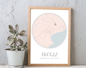 Custom Map Print & Frames | Where We First Met Where It All Began | Personalised Gift Location Home Wedding Anniversary Hier 02