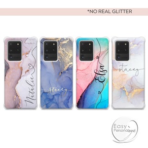 PERSONALIZED phone case initials custom name shockproof watercolour marble cover for Samsung Galaxy S10 S10+ S20 S20+ S20