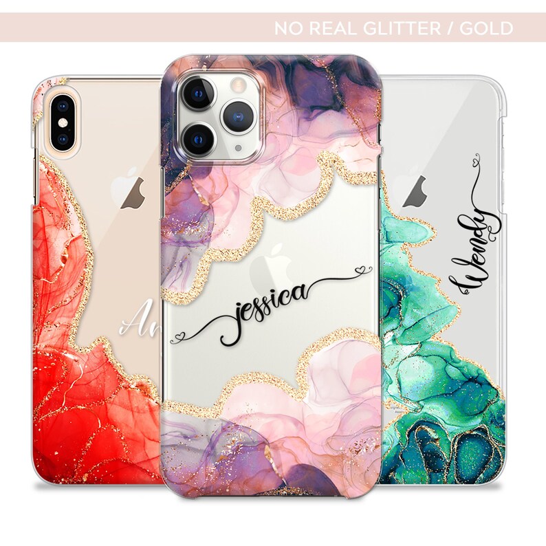 PERSONALISED phone case name initial hard plastic watrcolour Etsy