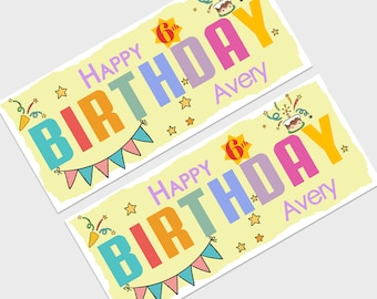 Personalized Rainbow Birthday Banner: Kids Party Decoration (Set of 2)
