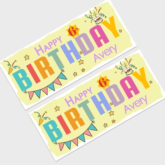 Personalized Rainbow Birthday Banner: Kids Party Decoration (Set of 2)
