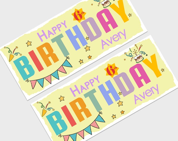 2 x Rainbow Birthday Banners Personalised. Birthday banners for kids. Birthday Party Banners. Party Decorations DecorFather's Day