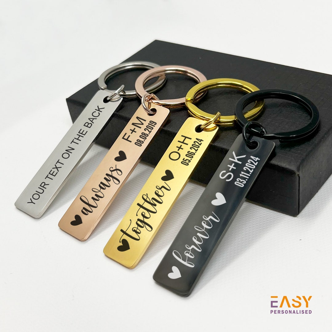 Personalised Keyring Engraved Keychain Custom Love Boyfriend Girlfriend ...