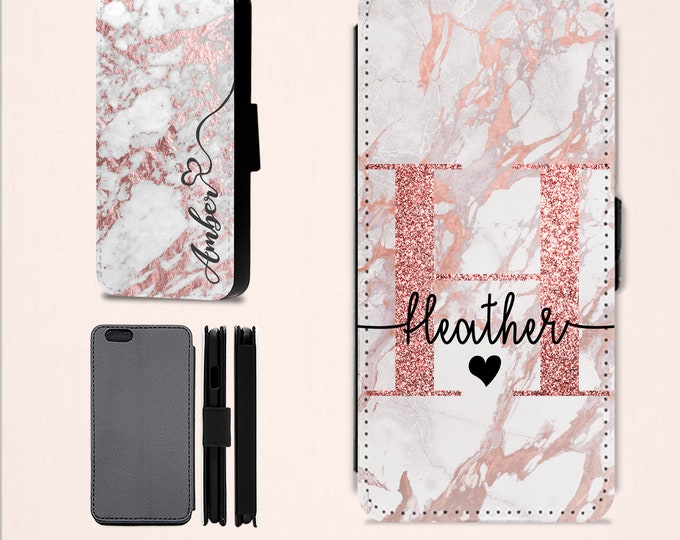 Flip Wallet Phone Case rose gold glitter marble bling phone case for iPhone X 6 6s 7 8 Plus for Samsung S6 S7 Edge S8Father's Day