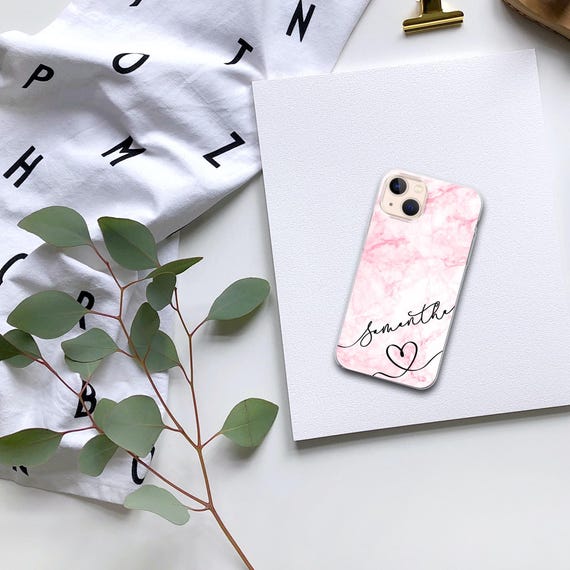 Personalized Pink Marble iPhone Case: Custom Name Gift