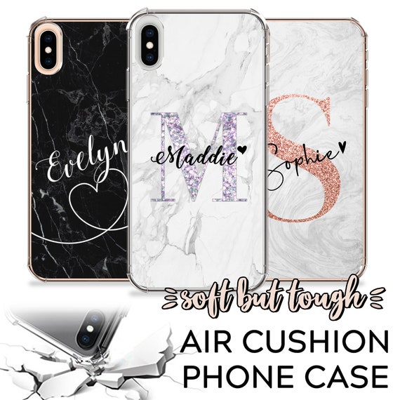 Personalized Marble Initial iPhone Case: Shockproof Soft Cover