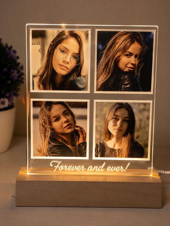 Personalized Photo Collage Lamp, Custom Acrylic Picture Frame, LED Night Light, Gift for Wife, Girlfriend, Mom