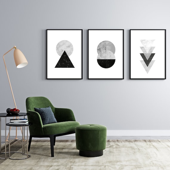 Minimalist Marble Wall Art Print, Geometric Black White Poster, Nordic Abstract Wall Decor, Modern Neutral Home Decor, Scandinavian Art
