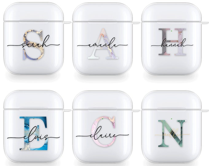 PERSONALISED AirPods Pro Generation 3 case initials name clear silicone for Apple headphones for Apple gift for herFather's Day