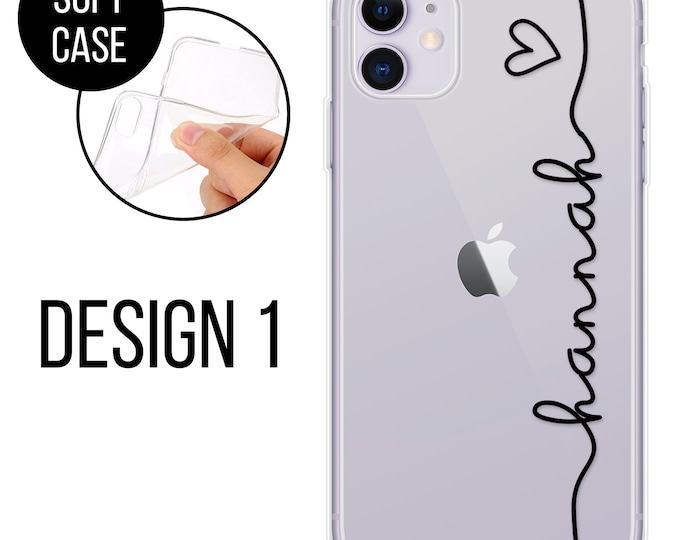 Personalised Transparent Phone Case iPhone 16/15/14/13/11 – Custom Name Silicone CoverFather's Day