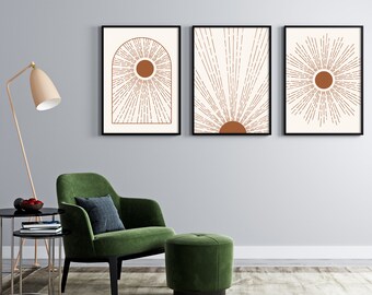 Boho Sun Print Set: Giclee Kitchen Art Prints