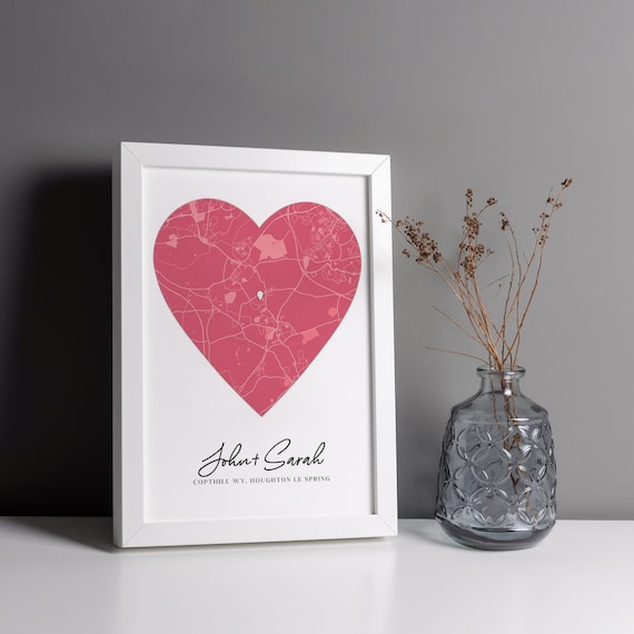 Custom Heart Map Print | Personalized Anniversary Gift