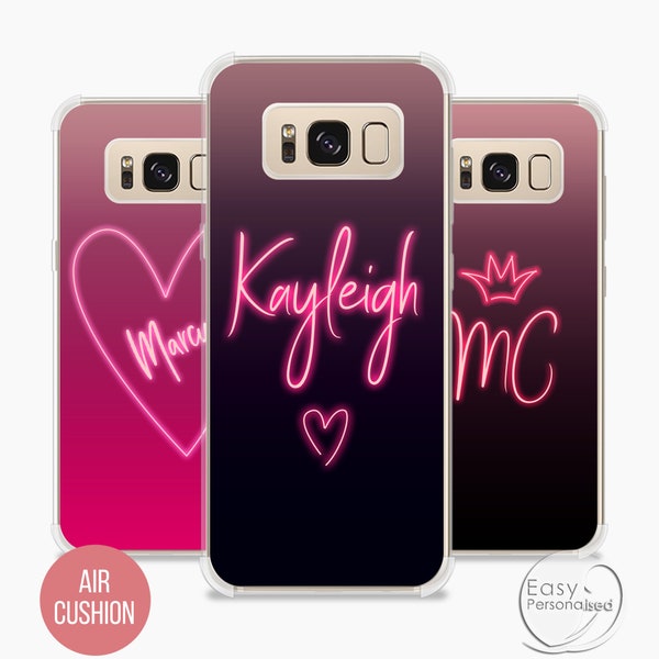 PERSONALIZED phone case initials neon glow custom name shockproof marble cover for Samsung Galaxy S8 S8+ S9 S9+ S10 S10+ S20 S20+ S20 Ultra