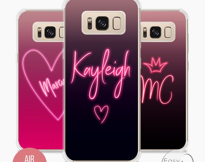 PERSONALIZED phone case initials neon glow custom name shockproof marble cover for Samsung Galaxy S8 S8+ S9 S9+ S10 S10+ S20 S20+ S20 Ultra