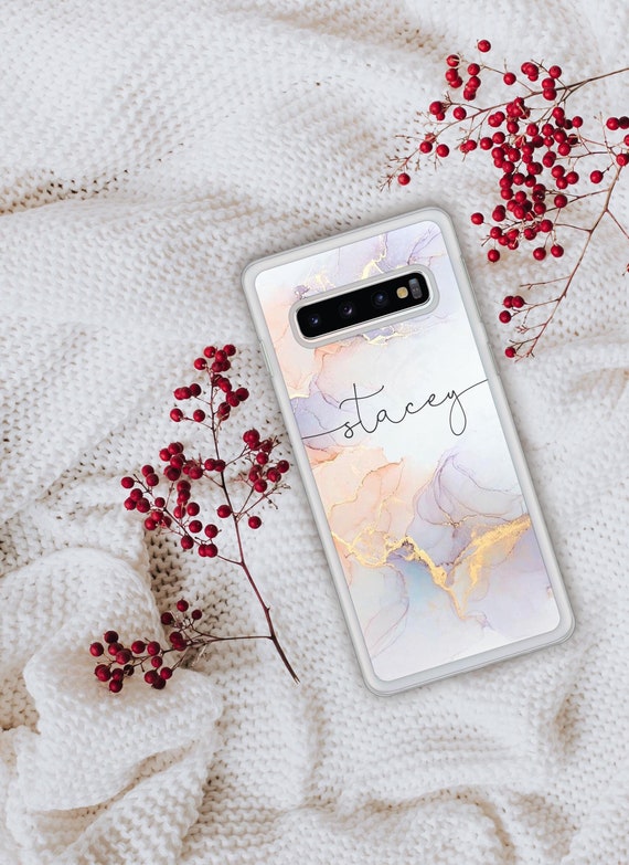 Personalized Marbled Samsung Galaxy Phone Case: Initial Clear Cover