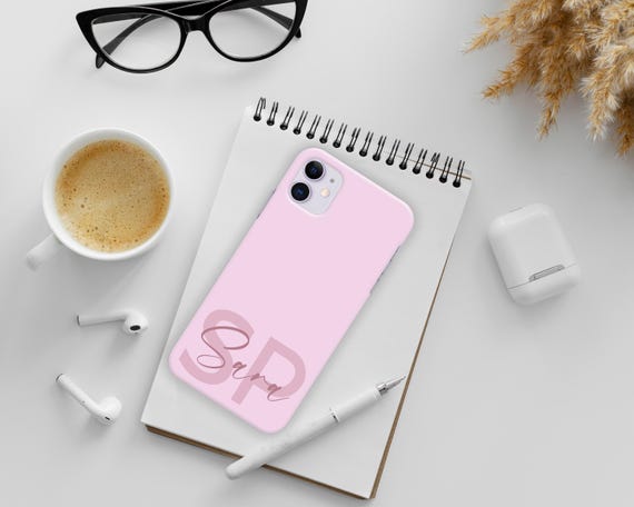 Personalized Pastel iPhone Case: Custom Name Initials, Silicone Cover