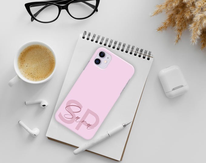 Personalised Phone case iPhone 16 custom pastel name initials phone silicone cover iPhone 7 8 X Xs max Xr 11 Pro MAXFather's Day