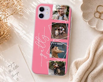 Personalized Photo Collage iPhone Case, Custom Picture Phone Case, Family Photo Gift, Custom Photo Case for Mom, iPhone 16 15 14 13 Case