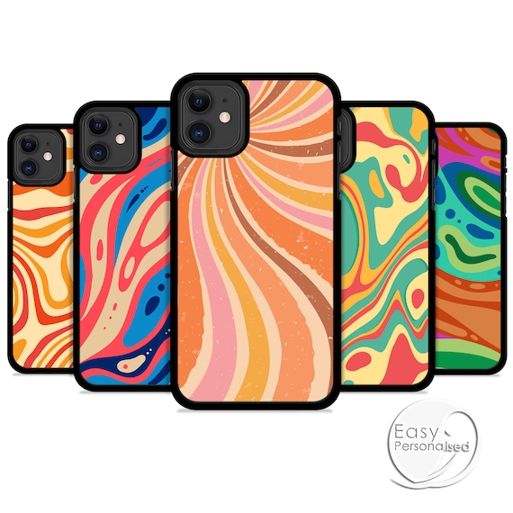 Personalized 60s Swirl Phone Case: Custom Initial Plastic Cover