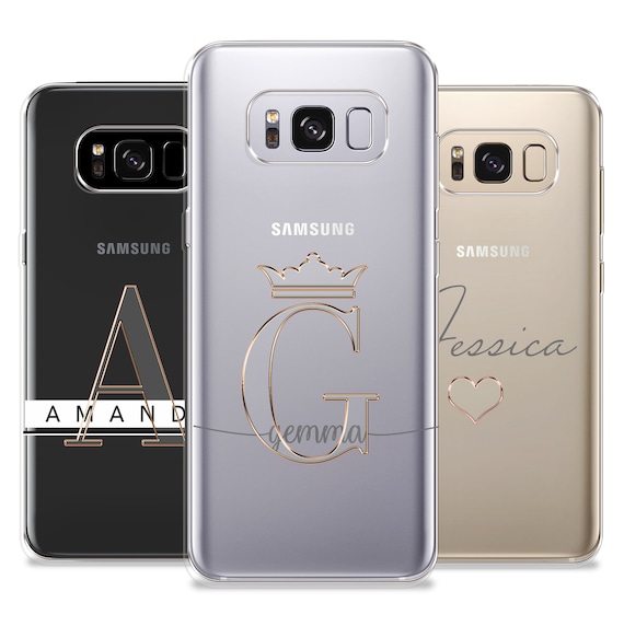 Personalized Samsung Galaxy Phone Case: Gold Monogram Initial Clear Cover