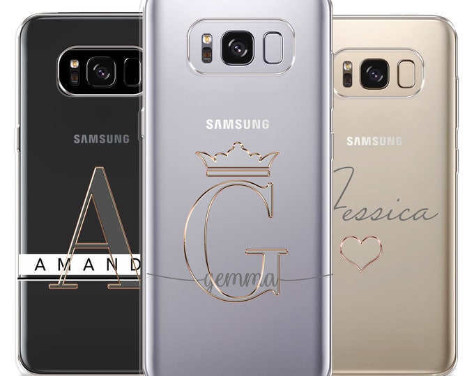 PERSONALISED phone case initials custom name gold monogram clear soft silicone cover for Samsung Galaxy S8 S8+ S9 S9+ S10 S10+ S20